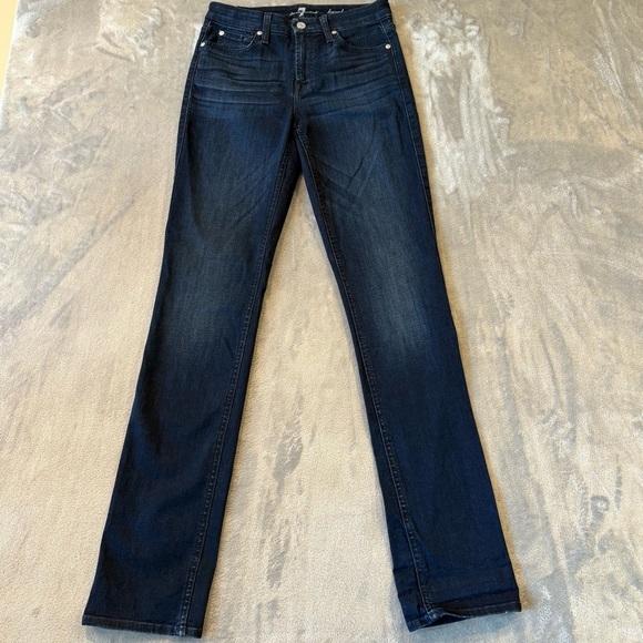 7 For All Mankind Karah Straight Leg Blue Denim Jeans Wmn’s Sz 28 - Picture 1 of 10